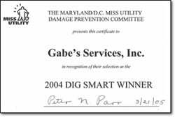 2004 Dig Smart Winner - Gabe's Services Inc
